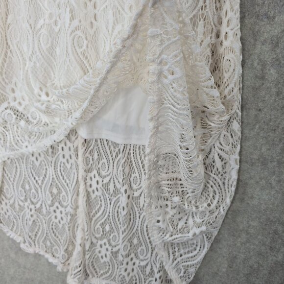 Almost Famous Womens Lace High-Low Dress With Cap Sleeves Size M Cream/White Nyl - Picture 3 of 6